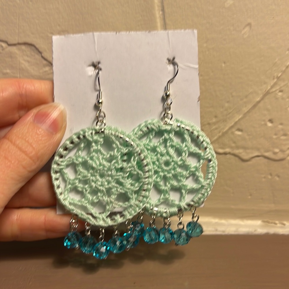 Crocheted earrings with beads